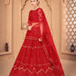 Jyoti Fashion Women's Red Net Thread Embroidered Designer Lehenga Choli Set | Swadesiicart