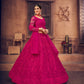 Jyoti Fashion Women's Rani Pink Net Thread Embroidered Designer Lehenga Choli Set | Swadesiicart