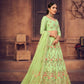 Jyoti Fashion Women's Pista Green Taffeta Silk Thread Embroidered Designer Lehenga Choli Set | Swadesiicart