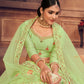 Jyoti Fashion Women's Pista Green Taffeta Silk Thread Embroidered Designer Lehenga Choli Set | Swadesiicart