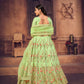 Jyoti Fashion Women's Pista Green Taffeta Silk Thread Embroidered Designer Lehenga Choli Set | Swadesiicart