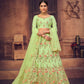 Jyoti Fashion Women's Pista Green Taffeta Silk Thread Embroidered Designer Lehenga Choli Set | Swadesiicart