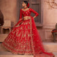Jyoti Fashion Women's Red Taffeta Silk Thread Embroidered Designer Lehenga Choli Set | Swadesiicart