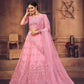 Jyoti Fashion Women's Baby Pink Net Thread Embroidered Designer Lehenga Choli Set | Swadesiicart