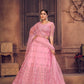 Jyoti Fashion Women's Baby Pink Net Thread Embroidered Designer Lehenga Choli Set | Swadesiicart