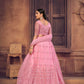 Jyoti Fashion Women's Baby Pink Net Thread Embroidered Designer Lehenga Choli Set | Swadesiicart