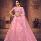 Jyoti Fashion Women's Baby Pink Net Thread Embroidered Designer Lehenga Choli Set | Swadesiicart