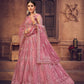 Jyoti Fashion Women's Dusty Pink Net Thread Embroidered Designer Lehenga Choli Set | Swadesiicart