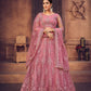 Jyoti Fashion Women's Dusty Pink Net Thread Embroidered Designer Lehenga Choli Set | Swadesiicart