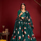 Jyoti Fashion Women's Teal Banglory Silk Floral Printed Designer Lehenga Choli Set | Swadesiicart