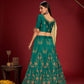 Jyoti Fashion Women's Dark Green Taffeta Silk Thread Embroidered Designer Lehenga Choli Set | Swadesiicart