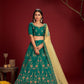 Jyoti Fashion Women's Dark Green Taffeta Silk Thread Embroidered Designer Lehenga Choli Set | Swadesiicart