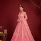 Jyoti Fashion Women's Pink Net Thread Embroidered Designer Lehenga Choli Set | Swadesiicart