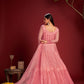 Jyoti Fashion Women's Pink Net Thread Embroidered Designer Lehenga Choli Set | Swadesiicart