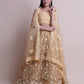 Jyoti Fashion Women's Cream Net Thread Embroidered Designer Lehenga Choli Set | Swadesiicart