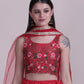 Jyoti Fashion Women's Red Net Thread Embroidered Designer Lehenga Choli Set | Swadesiicart