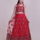 Jyoti Fashion Women's Red Net Thread Embroidered Designer Lehenga Choli Set | Swadesiicart