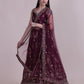 Jyoti Fashion Women's Wine Taffeta Silk Thread Embroidered Designer Lehenga Choli Set | Swadesiicart