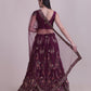 Jyoti Fashion Women's Wine Taffeta Silk Thread Embroidered Designer Lehenga Choli Set | Swadesiicart