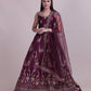 Jyoti Fashion Women's Wine Taffeta Silk Thread Embroidered Designer Lehenga Choli Set | Swadesiicart
