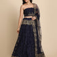 Jyoti Fashion Women's Navy Blue Net Thread Embroidered Designer Lehenga Choli Set | Swadesiicart