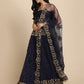Jyoti Fashion Women's Navy Blue Net Thread Embroidered Designer Lehenga Choli Set | Swadesiicart