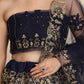 Jyoti Fashion Women's Navy Blue Net Thread Embroidered Designer Lehenga Choli Set | Swadesiicart