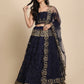 Jyoti Fashion Women's Navy Blue Net Thread Embroidered Designer Lehenga Choli Set | Swadesiicart