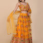 Jyoti Fashion Women's Yellow Net Thread Embroidered Designer Lehenga Choli Set | Swadesiicart