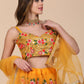 Jyoti Fashion Women's Yellow Net Thread Embroidered Designer Lehenga Choli Set | Swadesiicart