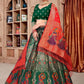 Jyoti Fashion Women's Dark Green Jacquard Zari Woven Designer Lehenga Choli Set | Swadesiicart