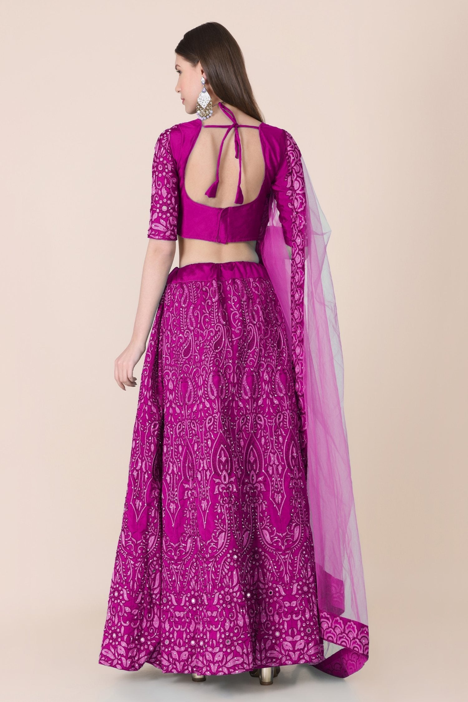 Jyoti Fashion Women's Purple Taffeta Silk Thread Embroidered Designer Lehenga Choli Set | Swadesiicart