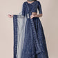 Jyoti Fashion Women's Navy Blue Taffeta Silk Thread Embroidered Designer Lehenga Choli Set | Swadesiicart