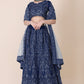 Jyoti Fashion Women's Navy Blue Taffeta Silk Thread Embroidered Designer Lehenga Choli Set | Swadesiicart