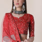 Jyoti Fashion Women's Red Taffeta Silk Thread Embroidered Designer Lehenga Choli Set | Swadesiicart