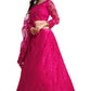 Jyoti Fashion Women's Dark Pink Net Thread Embroidered Designer Lehenga Choli Set | Swadesiicart
