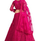 Jyoti Fashion Women's Dark Pink Net Thread Embroidered Designer Lehenga Choli Set | Swadesiicart