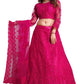 Jyoti Fashion Women's Dark Pink Net Thread Embroidered Designer Lehenga Choli Set | Swadesiicart