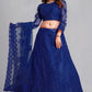 Jyoti Fashion Women's Blue Net Thread Embroidered Designer Lehenga Choli Set | Swadesiicart