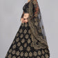 Jyoti Fashion Women's Black Net Thread Embroidered Designer Lehenga Choli Set | Swadesiicart