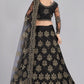 Jyoti Fashion Women's Black Net Thread Embroidered Designer Lehenga Choli Set | Swadesiicart