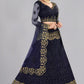 Jyoti Fashion Women's Navy Blue Net Thread Embroidered Designer Lehenga Choli Set | Swadesiicart