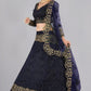 Jyoti Fashion Women's Navy Blue Net Thread Embroidered Designer Lehenga Choli Set | Swadesiicart