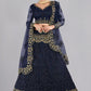 Jyoti Fashion Women's Navy Blue Net Thread Embroidered Designer Lehenga Choli Set | Swadesiicart