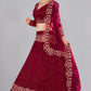 Jyoti Fashion Women's Maroon Net Thread Embroidered Designer Lehenga Choli Set | Swadesiicart