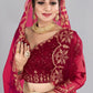 Jyoti Fashion Women's Maroon Net Thread Embroidered Designer Lehenga Choli Set | Swadesiicart