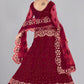 Jyoti Fashion Women's Maroon Net Thread Embroidered Designer Lehenga Choli Set | Swadesiicart