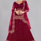 Jyoti Fashion Women's Maroon Net Thread Embroidered Designer Lehenga Choli Set | Swadesiicart