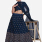 Jyoti Fashion Women's Navy Blue Georgette Thread Embroidered Lehenga Choli with Dupatta | Swadesiicart