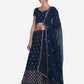 Jyoti Fashion Women's Navy Blue Georgette Thread Embroidered Lehenga Choli with Dupatta | Swadesiicart
